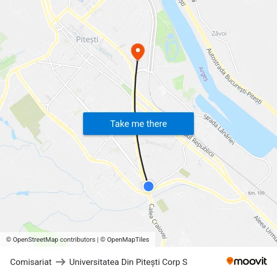 Comisariat to Universitatea Din Pitești Corp S map