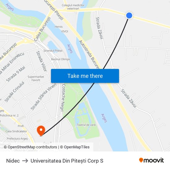 Nidec to Universitatea Din Pitești Corp S map