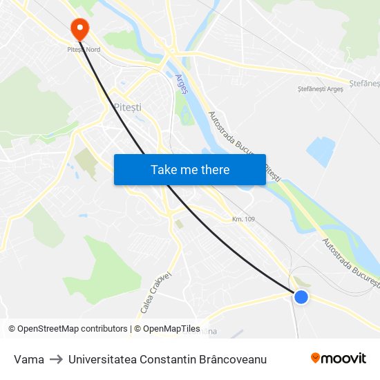 Vama to Universitatea Constantin Brâncoveanu map