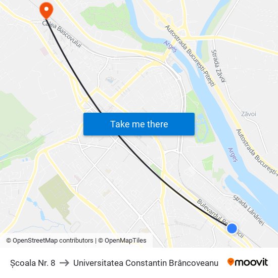 Școala Nr. 8 to Universitatea Constantin Brâncoveanu map