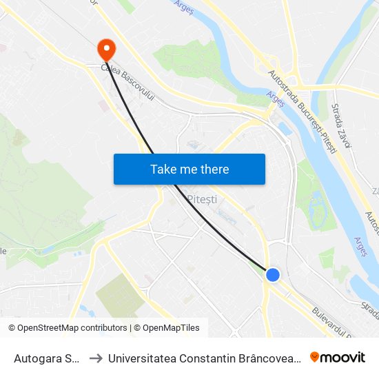 Autogara Sud to Universitatea Constantin Brâncoveanu map