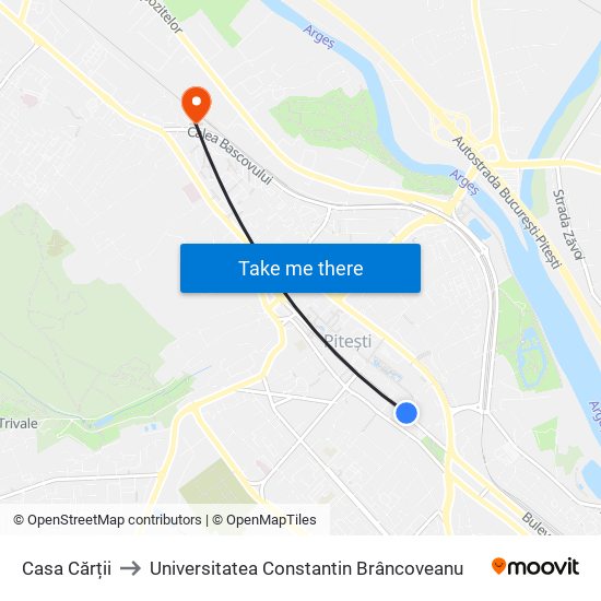 Casa Cărții to Universitatea Constantin Brâncoveanu map