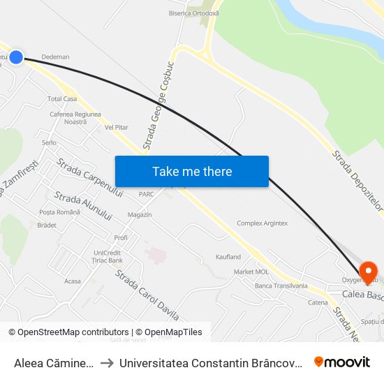 Aleea Căminelor to Universitatea Constantin Brâncoveanu map