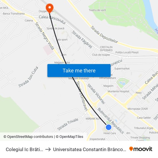 Colegiul Ic Brătianu to Universitatea Constantin Brâncoveanu map