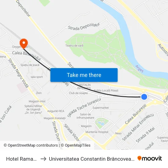 Hotel Ramada to Universitatea Constantin Brâncoveanu map