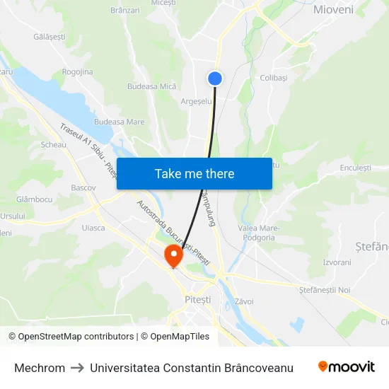 Mechrom to Universitatea Constantin Brâncoveanu map