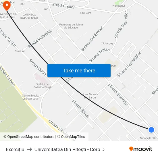 Exercițiu to Universitatea Din Pitești - Corp D map