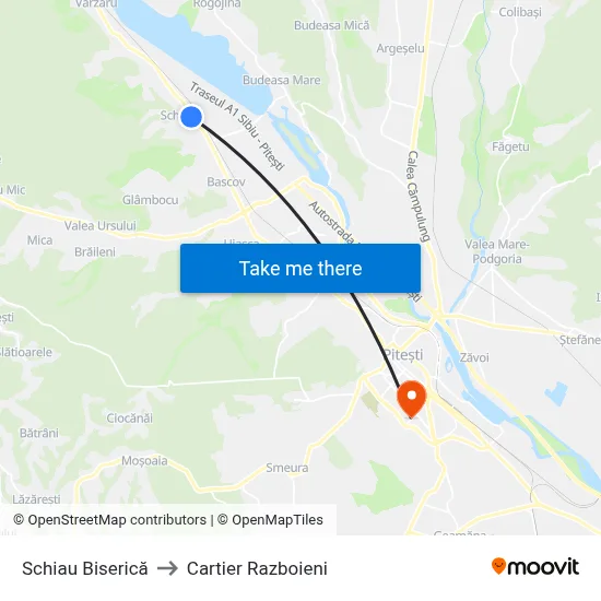 Schiau Biserică to Cartier Razboieni map