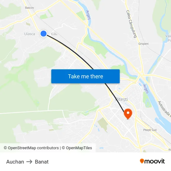 Auchan to Banat map
