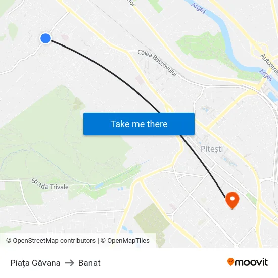 Piața Găvana to Banat map