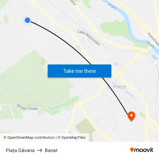 Piața Găvana to Banat map