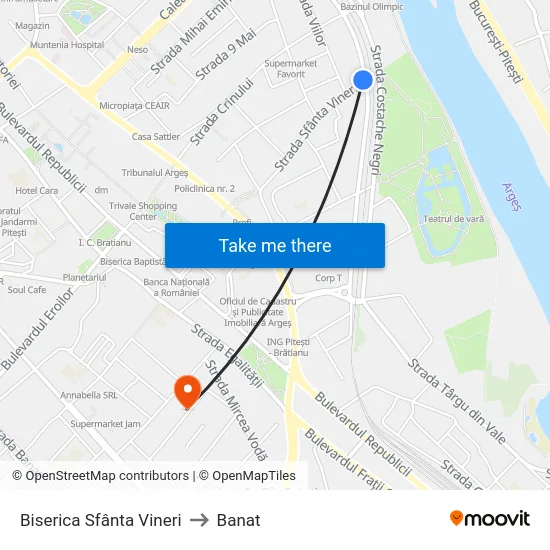 Biserica Sfânta Vineri to Banat map