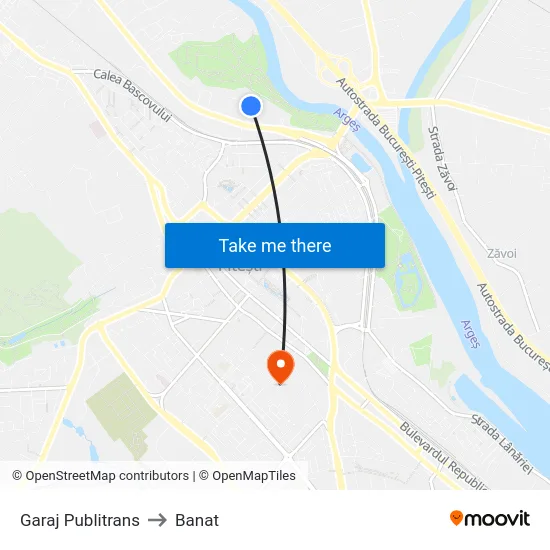 Garaj Publitrans to Banat map