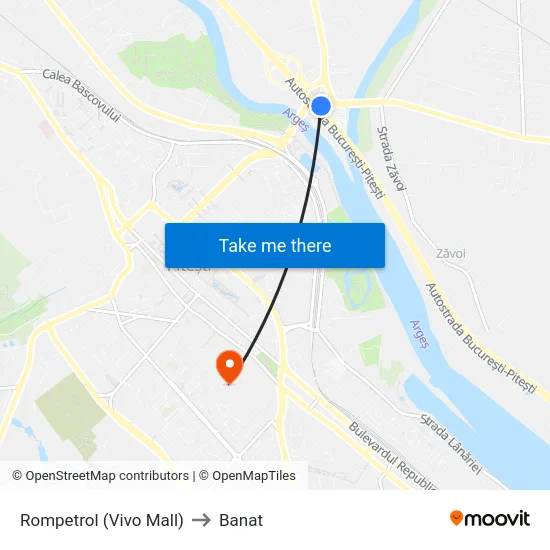 Rompetrol (Vivo Mall) to Banat map