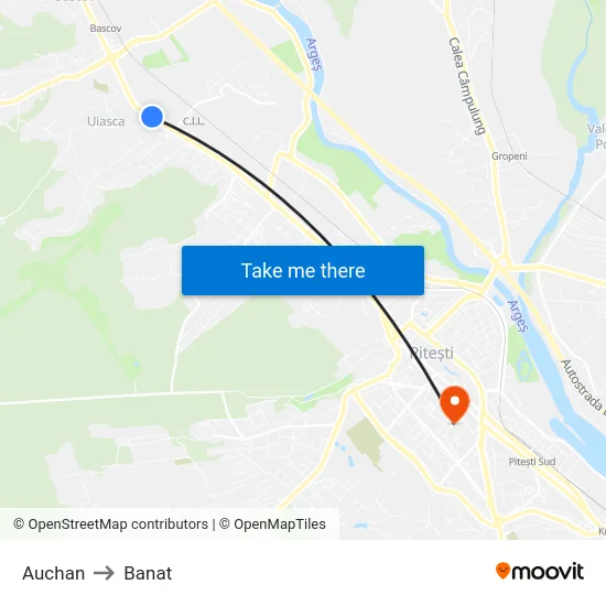 Auchan to Banat map