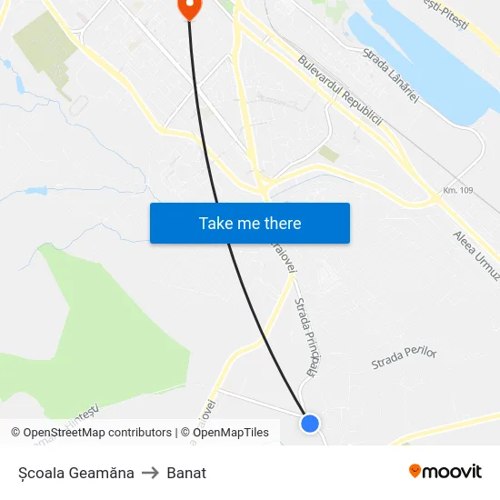 Școala Geamăna to Banat map