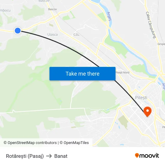 Rotărești (Pasaj) to Banat map