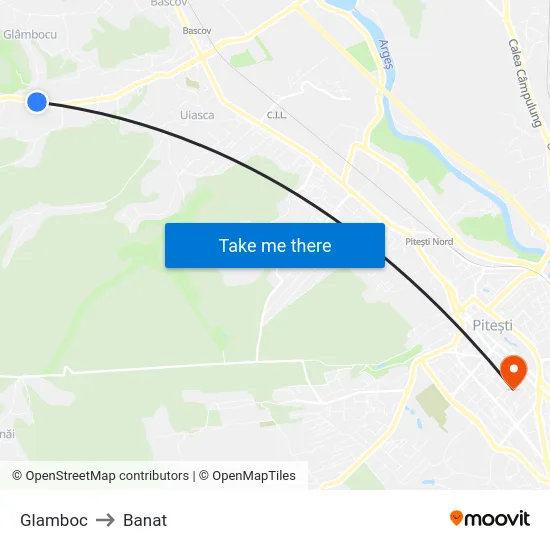 Glamboc to Banat map