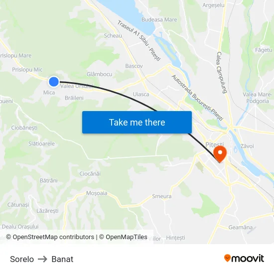 Sorelo to Banat map