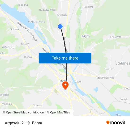 Argeșelu 2 to Banat map
