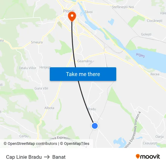 Cap Linie Bradu to Banat map