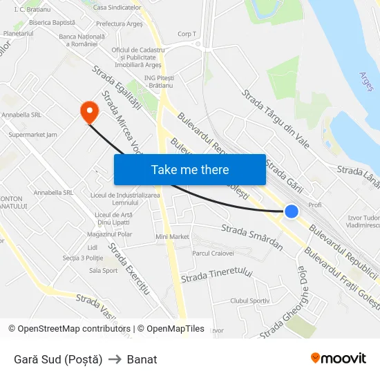 Gară Sud (Poștă) to Banat map
