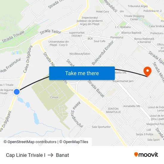 Cap Linie Trivale I to Banat map
