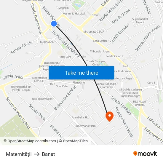 Maternității to Banat map