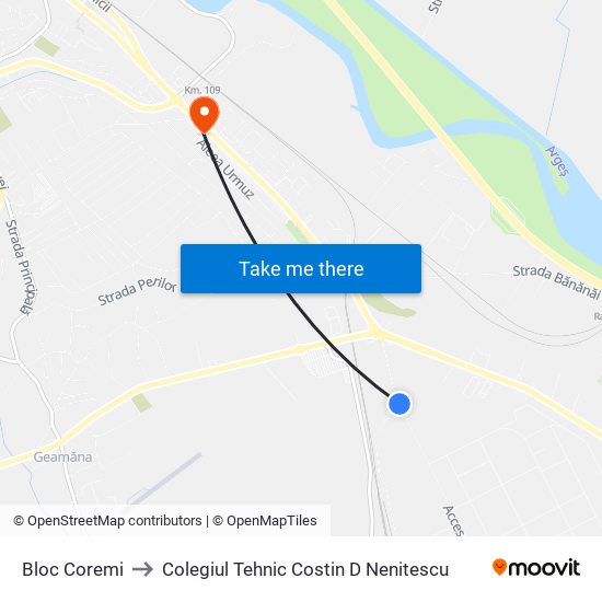 Bloc Coremi to Colegiul Tehnic Costin D Nenitescu map