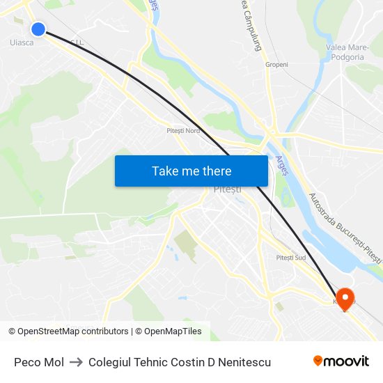 Peco Mol to Colegiul Tehnic Costin D Nenitescu map