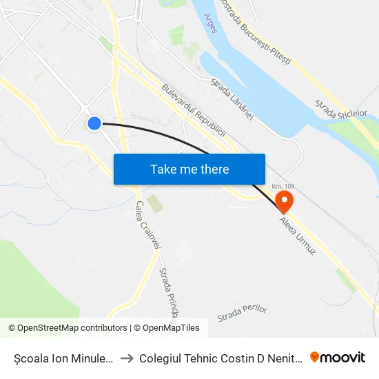 Școala Ion Minulescu to Colegiul Tehnic Costin D Nenitescu map