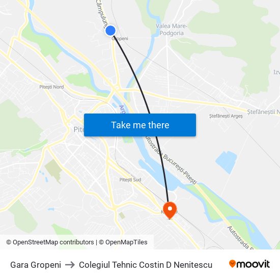 Gara Gropeni to Colegiul Tehnic Costin D Nenitescu map