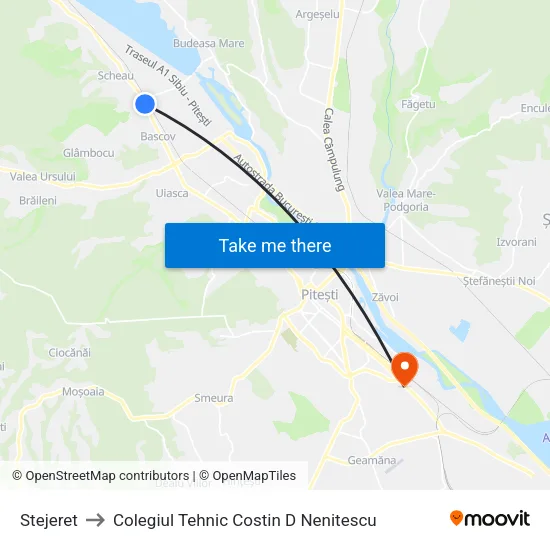 Stejeret to Colegiul Tehnic Costin D Nenitescu map