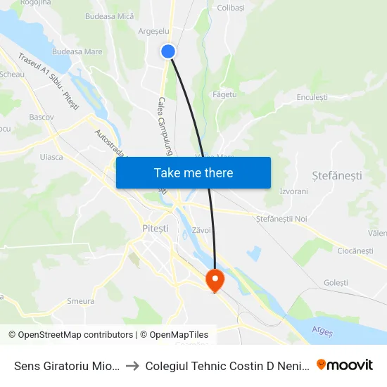 Sens Giratoriu Mioveni to Colegiul Tehnic Costin D Nenitescu map