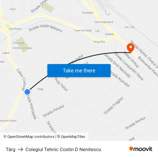 Târg to Colegiul Tehnic Costin D Nenitescu map