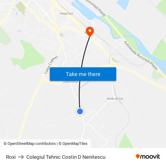 Roxi to Colegiul Tehnic Costin D Nenitescu map