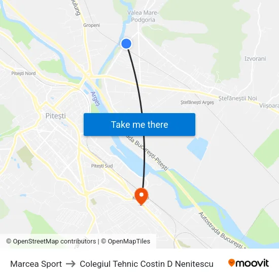 Marcea Sport to Colegiul Tehnic Costin D Nenitescu map