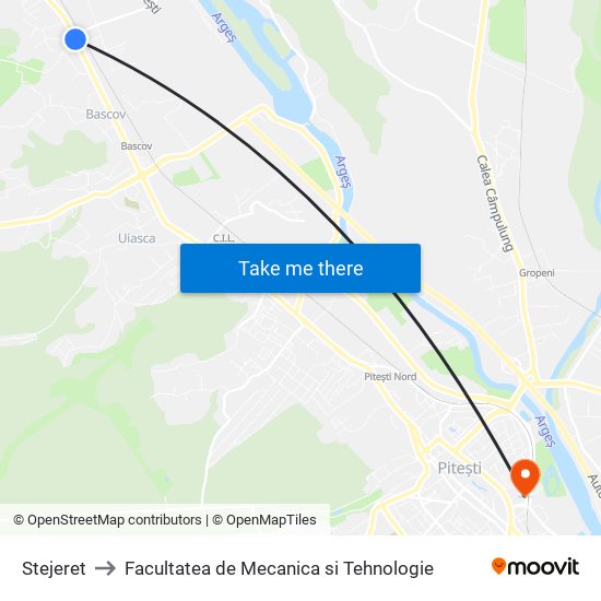 Stejeret to Facultatea de Mecanica si Tehnologie map