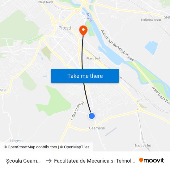 Școala Geamăna to Facultatea de Mecanica si Tehnologie map