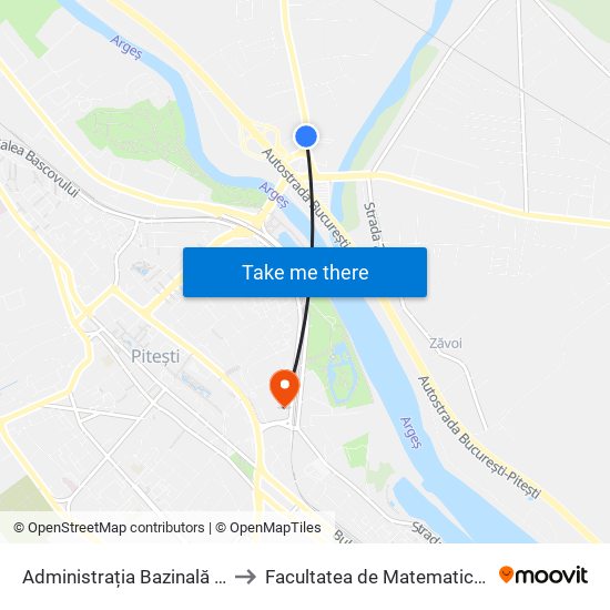 Administrația Bazinală Argeș-Vedea to Facultatea de Matematică - Informatică map