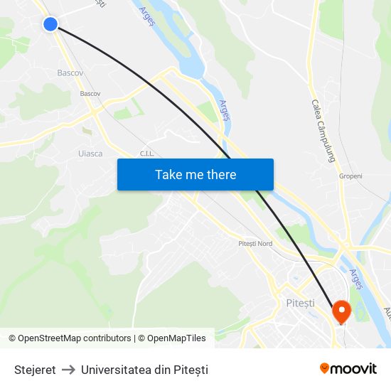 Stejeret to Universitatea din Pitești map