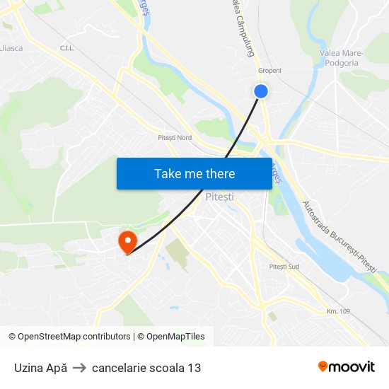 Uzina Apă to cancelarie scoala 13 map