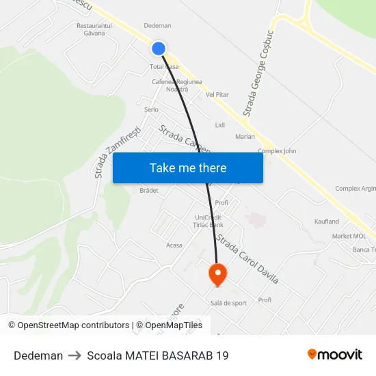Dedeman to Scoala MATEI BASARAB 19 map