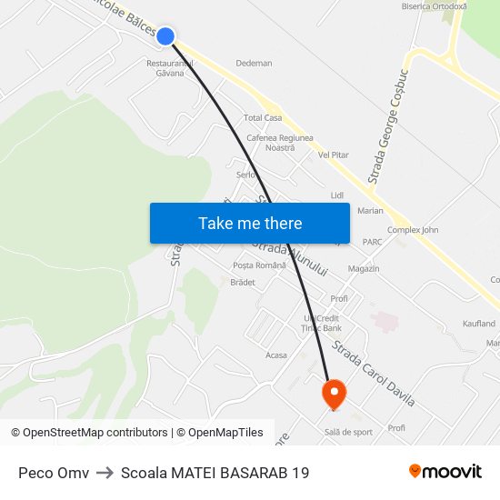 Peco Omv to Scoala MATEI BASARAB 19 map