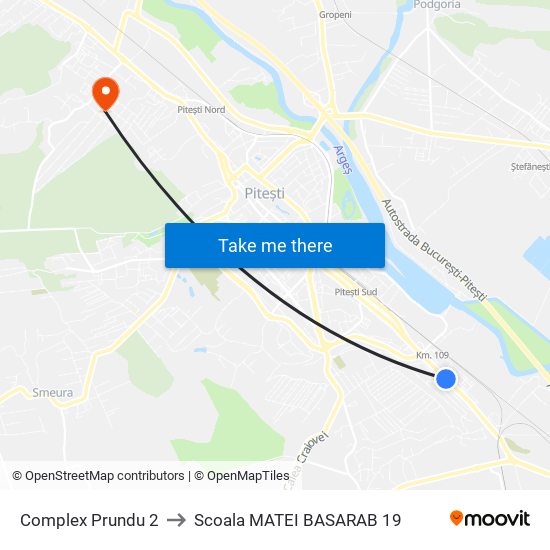 Complex Prundu 2 to Scoala MATEI BASARAB 19 map