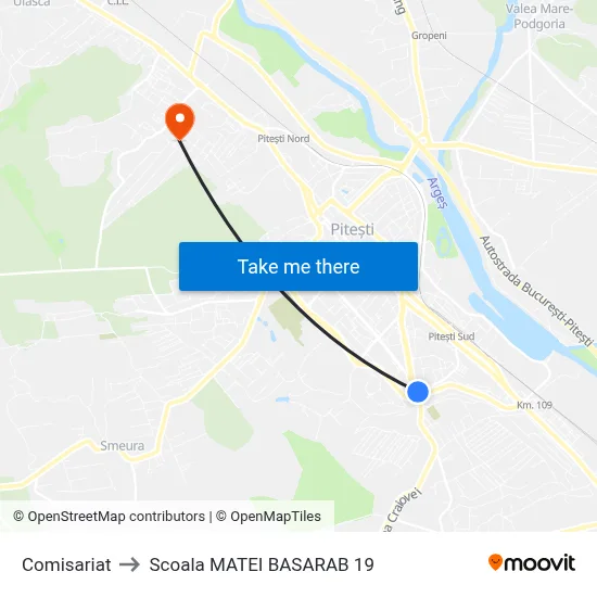 Comisariat to Scoala MATEI BASARAB 19 map
