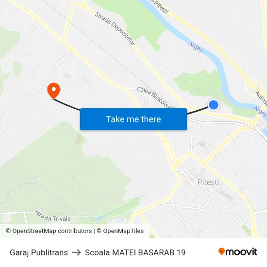 Garaj Publitrans to Scoala MATEI BASARAB 19 map