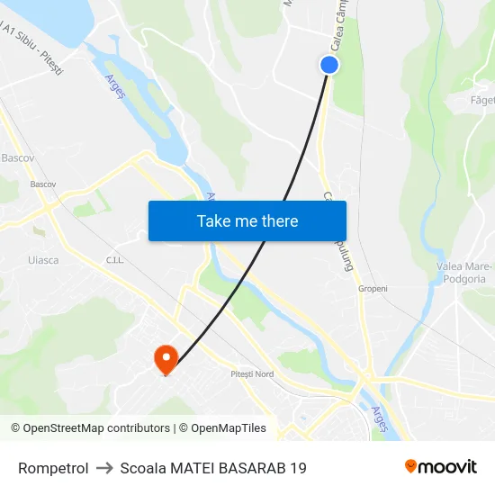 Rompetrol to Scoala MATEI BASARAB 19 map
