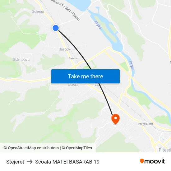 Stejeret to Scoala MATEI BASARAB 19 map