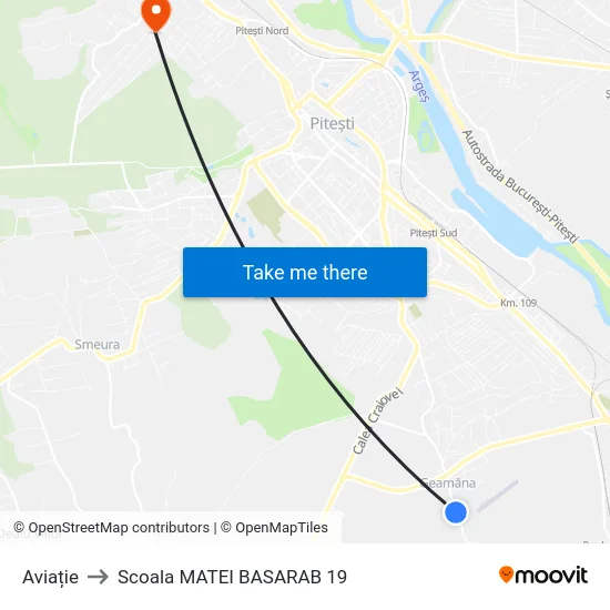 Aviație to Scoala MATEI BASARAB 19 map